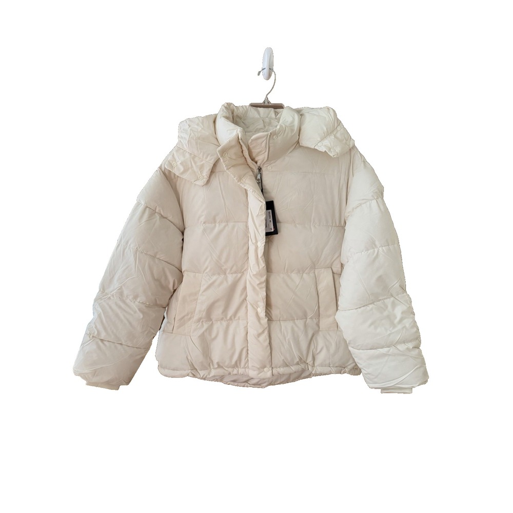 NEW Go.G.G Women's Cream Puffer Jacket/Coat with Hood Size XXL NWT